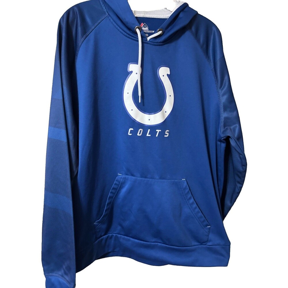 Majestic Colts Hoodie Sweatshirt Football Blue Size XL Football Thermabase